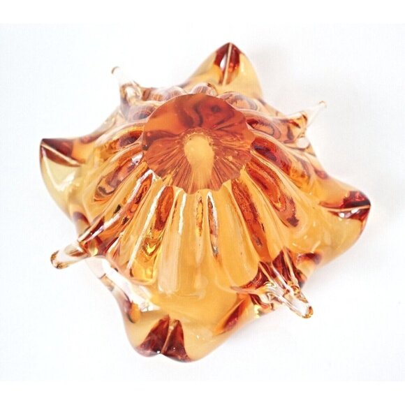 Vintage Chalet Glass Amber Ashtray Chunky Mid Century Modern Contemporary Canada - Picture 5 of 6